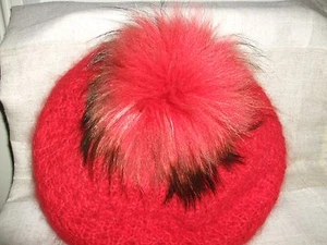 HUT POMPON ANGORA PELZ FELL FUCHS MURMASKY RACCOON WOLLE BEANIE BASCO - Bild 1 von 9