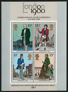 GREAT BRITAIN 1980 VF MNH Souvenir Sheet Sc# 872a International Stamp Exhibition - Picture 1 of 1