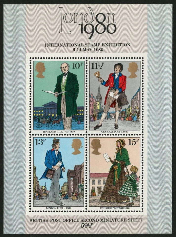GREAT BRITAIN 1980 VF MNH Souvenir Sheet Sc# 872a International Stamp Exhibition - Image 1 of 1