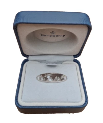 TERRYBERRY STERLING SILVER? WORLD MAP LAPEL PIN - Image 1 of 3