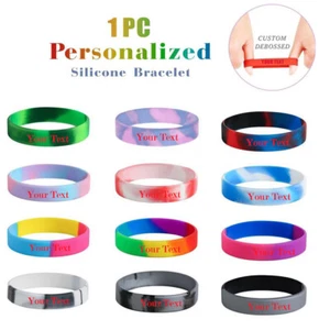 1x Custom Silicone Wristbands Personalized Rubber Bracelet for Events Motivation - Picture 1 of 44