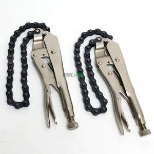 2 pc Locking Chain Clamp 19" Chain Heavy-Duty Pipe Vise Clamp Lock Grip Wrench - Picture 1 of 7