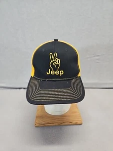 Black And Yellow Jeep Peace Sign Trucker Hat Adjustable (X3) - Picture 1 of 6