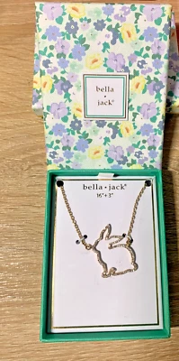NEW Bella & Jack Rhinestones Bunny Rabbit Pendant Necklace Chain Easter Cute NIB - Image 1 of 4