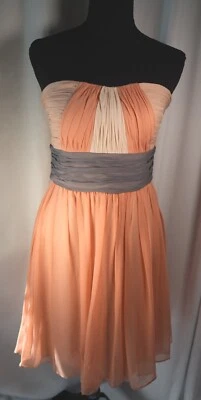 Decode 1.8 Vestido Sin Tirantes Fluido Melocotón Gasa Cintura Imperio Baile de graduación Boda Talla 6 Foto 1 de 4