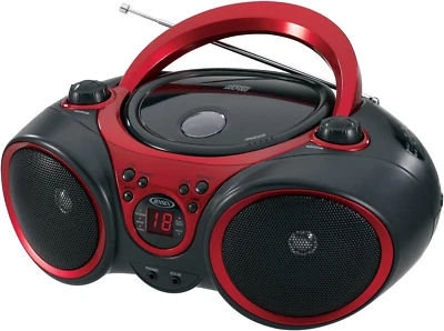 JENSEN CD-490 Portable Stereo CD Player with AM/FM Radio and Aux Line-In, Red an - Image 1 of 4