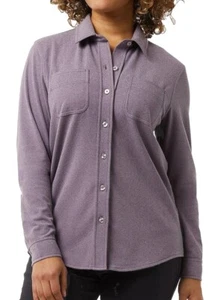 Neu 32 Grad Hitze Damen Langarm Fleece Shirt mit Knopfleiste XXL Lila - Bild 1 von 3
