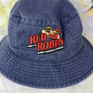 Cappello a secchiello Red Robin Restaurant Denim Sun Nissun berretto ricamato taglia XL - Foto 1 di 8