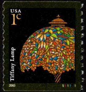 US - 2003 - 1 Cent Tiffany Lamp Coil Issue # 3758 Plate Number Single F-VF Nice - Picture 1 of 1