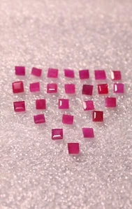 Ruby gemstone, square cut precious faceted cut natural red ruby lot 43.50 Cts - Picture 1 of 4