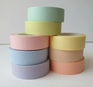 PASTEL Washi Tape 15mmx10M Pick your Colours-Blue Green Pink Purple & more Bujo - Picture 1 of 11
