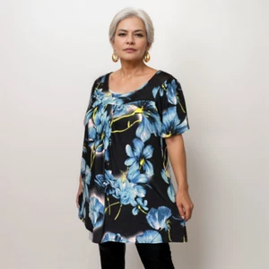ROCKTHOSECURVES MUJER BLUSA MANGA CORTA FLORAL BRILLANTE TALLA GRANDE - Imagen 1 de 15