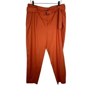 Akris Punto Women's Wool Blend Belt Buckle Tapered Pant 14 Orange High Waisted - Picture 1 of 6