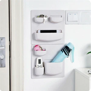 Self-adhesive Fridge Basket Kitchen Plastic Shelf Refrigerator Wall-mounted Rack - Picture 1 of 23