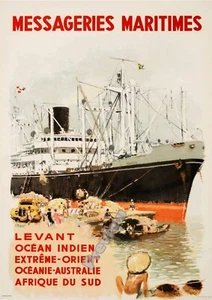 Vintage French Levant Sea Ocean Ship Classic Print Poster Wall Art Picture A4 + - Picture 1 of 4