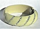 Vintage 1950' S Diagonal Rhinestone - Cream Plastic Clamp Bracelet - Usa
