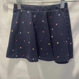 H&M Girl's Flare Skirt Navy Blue Multi Color Hearts Back To School Size 2-3Y - Picture 1 of 6