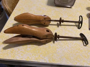Antique Wood Wooden Metal Shoe Stretcher Geo E. Belcher Stoughton MA Size 1 & 2 - Picture 1 of 14