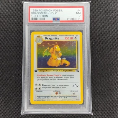 Dragonite - 4/62 - 1st Edition - Holo Rare - Fossil - PSA 7 - Image 1 of 2