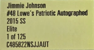 JIMMIE JOHNSON 2015 #48 LOWE'S PATRIOTIC AUTOGRAPHED ELITE - Picture 1 of 21