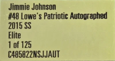 JIMMIE JOHNSON 2015 #48 LOWE'S PATRIOTIC AUTOGRAPHED ELITE - Image 1 of 4