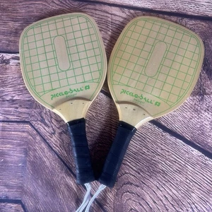 Vintage Wooden, Set Of 2 PickleBall Swinger Paddles W/ Lanyards. - Picture 1 of 17
