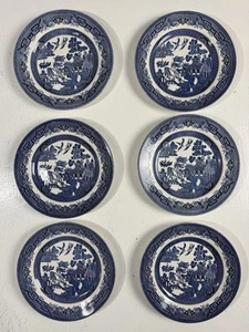 Set of 6 Vintage Churchill Blue Willow Made in England 8" Salad Ceramic Plates - Picture 1 of 8