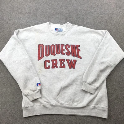 Sudadera De Colección Duquesne Dukes Para Hombres XL Gris Colegio Remo Cuello Redondo Años 90 Foto 1 de 4