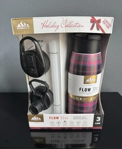NEW HYDRAPEAK Holiday Insulated Bottle Set - Plaid 3 Lids 2 Straws Camping NIB - Picture 1 of 5