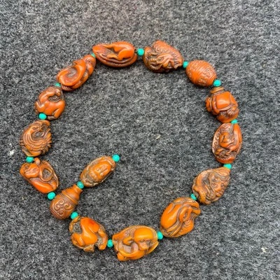 Antiga pulseira de cera de abelha âmbar/corda portátil Damo/antimal - Imagem 1 de 4