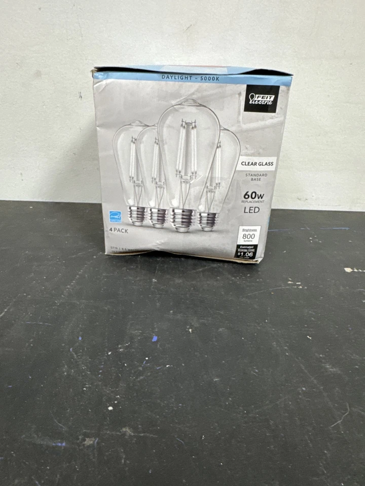 Feit Bombilla LED Regulable Eléctrica 60W Equivalente ST19, Luz de Día, 5000K, Paquete de 4 Foto 1 de 1