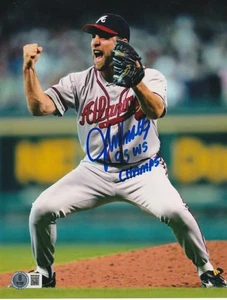 JOHN SMOLTZ ATLANTA BRAVES 95 WS CHAMPS BECKETT AUTHENTICATED ACTION SIGNED 8x10 - Picture 1 of 1
