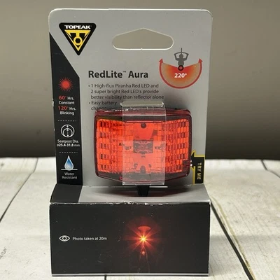 Topeak RedLite Aura Bike Light Red Wide Angle Tail Light Strobe / Steady - Image 1 of 4