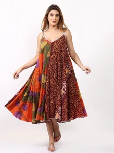 Mujeres Informal Gran Tamaño Algodón Kantha Estampado Midi Vestido de Sol Venta al por mayor Lote Mixto - Imagen 1 de 16