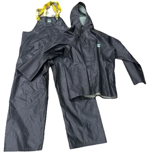 Vintage Helly Hansen Bib Overalls Rain Gear Mens L Heavy Duty Coat Medium 3b - Picture 1 of 14