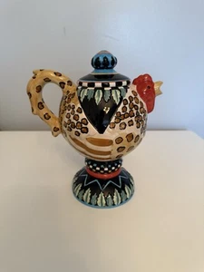 Safari Whimsy Decorative Display Rooster Teapot Piece, Hand Painted 9" Tall EUC - Picture 1 of 9