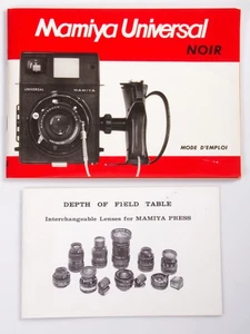 Mode d'emploi MAMIYA PRESS UNIVERSAL + DEPTH OF FIELD TABLE - Picture 1 of 2