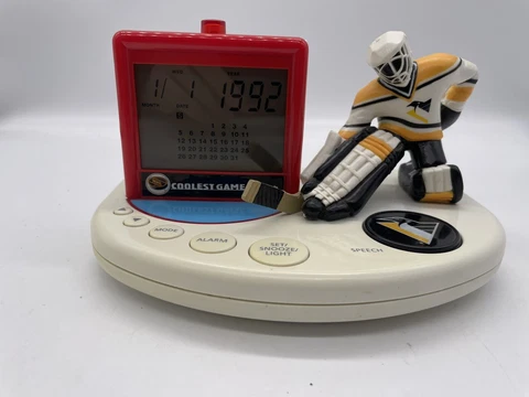 Vintage 90 NHL pittsburgh penguin Goalie Digital Alarm Clock Tested Works Great! Cover