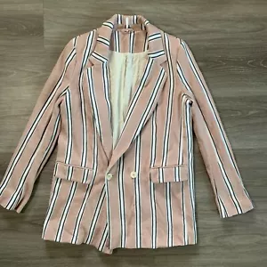 Giacca blazer a righe Free People donna rosa medio bianco foderata casual - Foto 1 di 11