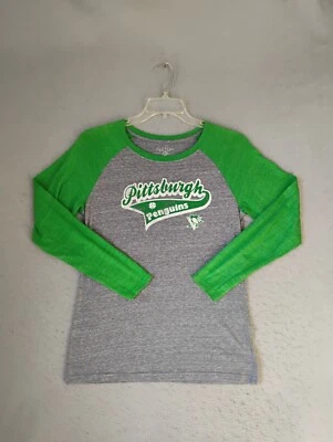 Pittsburgh Penguins Shirt Adult XL Gray Green Long Sleeve Cotton Blend Pullover - Image 1 of 4