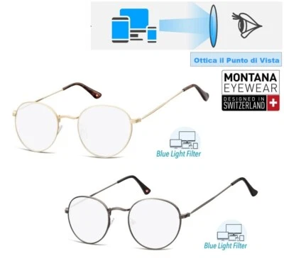 Occhiale Lettura Tondi  Metallo Unisex Montana HBLF54 Lenti Anti LUCE BLU - Immagine 1 di 4