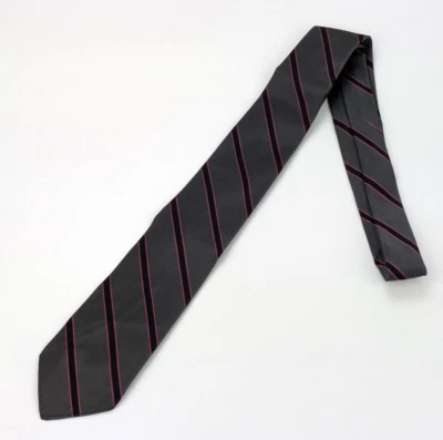 Corbata para hombre Berg-Holzman NYC de colección a rayas de seda gris/rosa y negra 53" L 3" W Foto 1 de 4