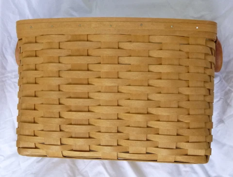 Longaberger Magazine Newspaper Slant Basket Protector Leather Handles 2004 Cover