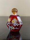 Vintage Chinese Peking Glass Snuff Bottle with Enameled Prune Branches Painting