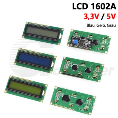 LCD 1602 16x2 Zeichen Display Modul 1602A 3,3V 5V IIC/I2C HD44780 für PLC Raspi - Bild 1 von 4