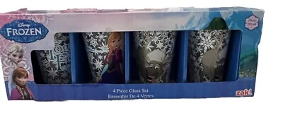 Zak Designs Frozen Glass Cup Set Of 4 New Olaf Elsa Anna Sven - Imagem 1 de 4