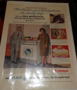 1959 RCA Whirlpool Washer dryer combo Jimmy and Gloria Stewart vintage Ad - Picture 1 of 3