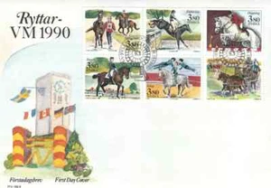 Horse World Equestrian Games Stockholm Sweden FDC Stamp Sheet 1990 - Picture 1 of 2