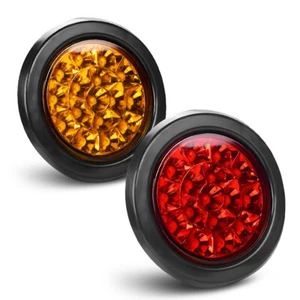 4" Round Red/Amber LED Running Brake Stop Turn Signal Lamp Semi Trailer Truck Rv - Picture 1 of 17
