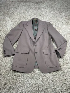 Vintage 70s Sears Mens Store Blazer Jacket 39 R Mens Gray 2 Button Pockets - Picture 1 of 17